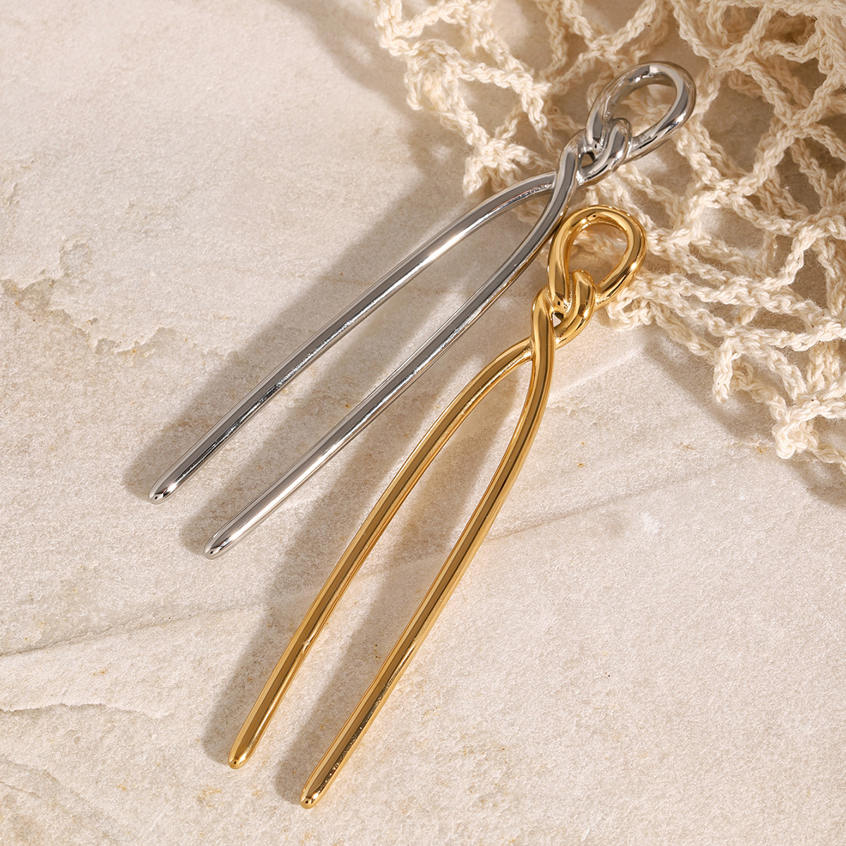 JEDING Europa y los Estados Unidos de alto nivel 18k oro acero inoxidable en forma de U pinzas de cabello en horquilla de cabello de alto nivel acero de titanio joyas para el cabello