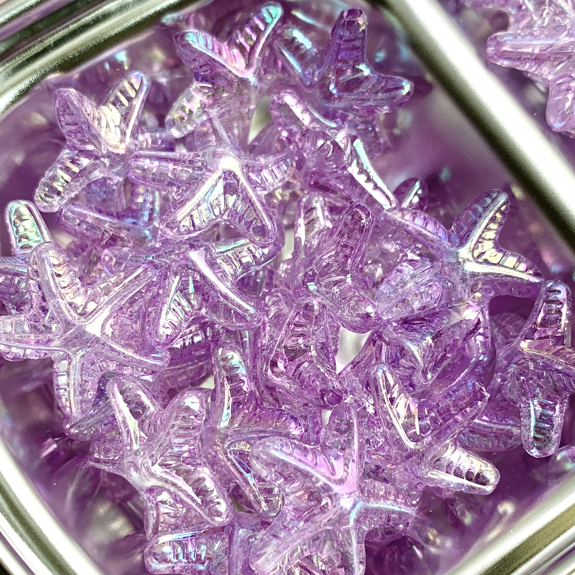 Acrílico transparente chapado en color estrella de mar con cuentas llavero de joyería de bricolaje cadena de teléfono móvil accesorios para el cabello hechos a mano