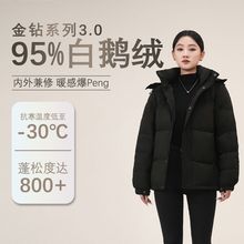 95%鹅绒羽绒服【品牌专柜340g】男女同款短款休闲抗寒加厚保暖潮