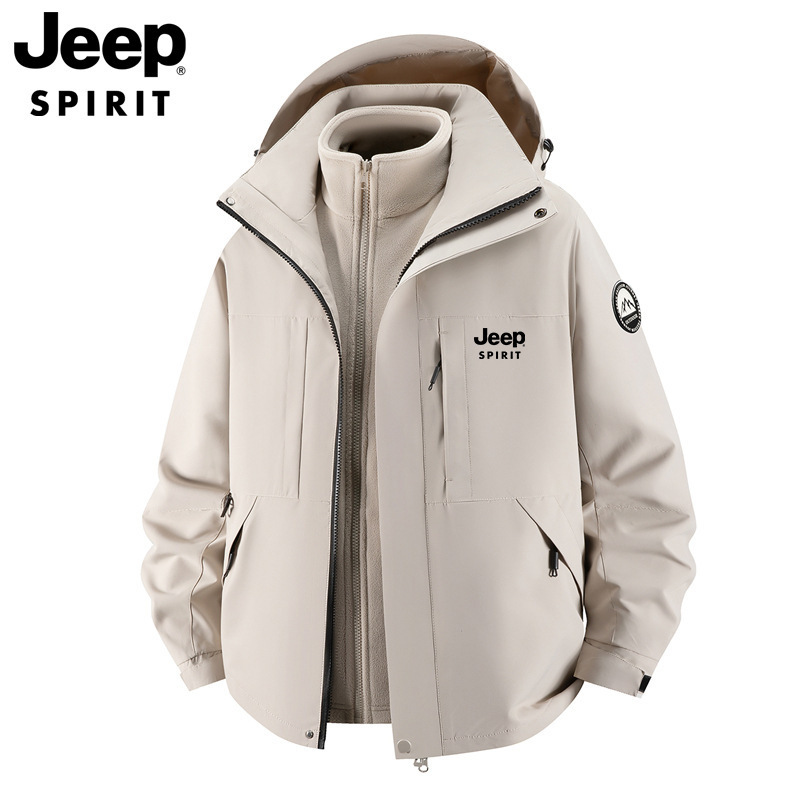 Jeep Spirit Jeep Jacket Men's Autumn and Winter Tops Tops Long Sleeve Top Outdoor Sportswear Solid Color Jeep Spirit Jeep Jacket Men's Autumn and Winter Tops Tops Long Sleeve Top Outdoor Sportswear Solid Color