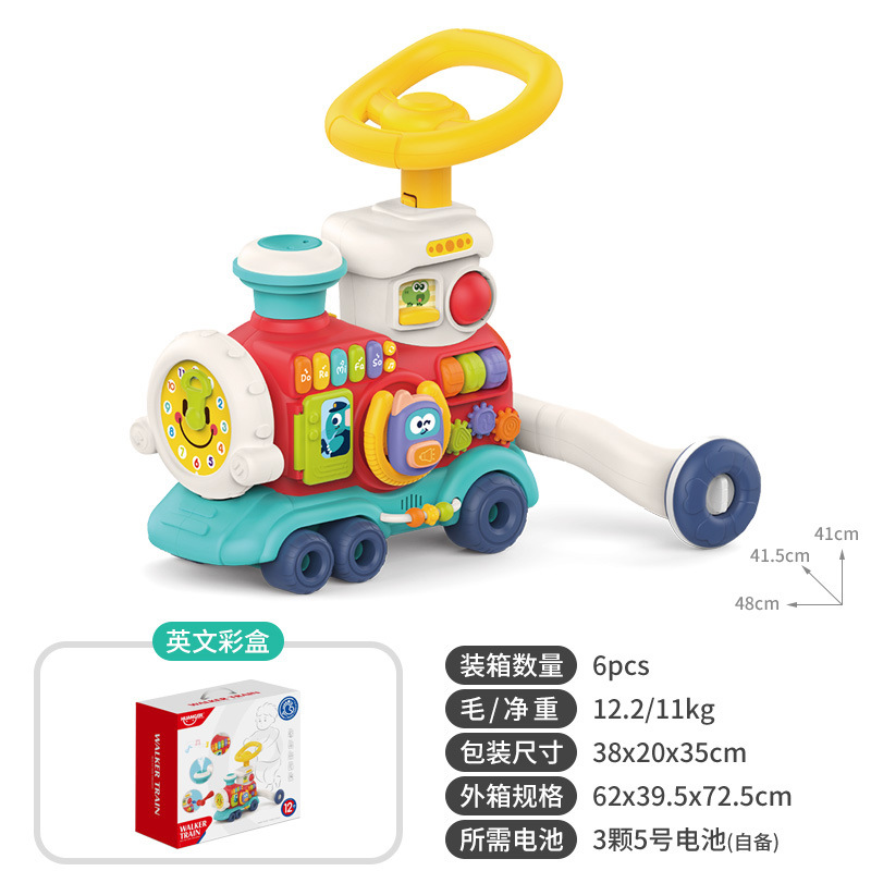Nuevos productos transfronterizos juguetes de caminantes infantiles multifuncionales tren pequeño carro de mano juguetes recién nacidos para aprender a caminar