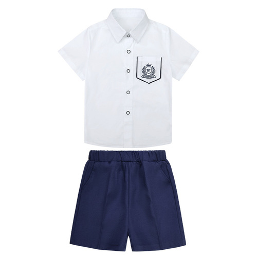 School uniform for primary school students, kindergarten children's uniforms, children's class wear, performance in English style, boys and girls' shirts, campus clothing.