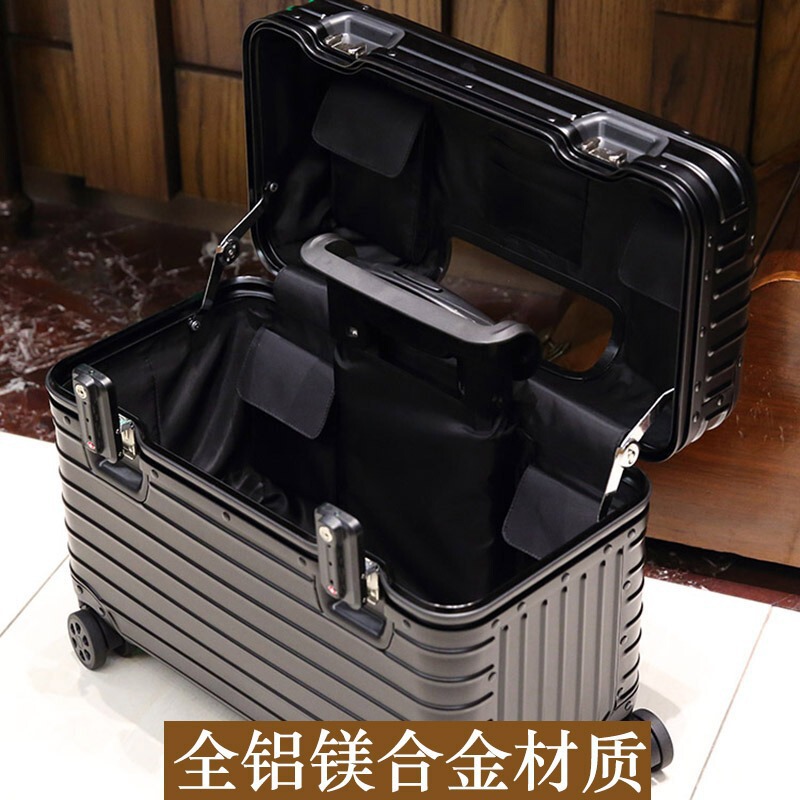 All-Aluminum Magnesium Alloy Photography Trolley Case with Flip-Up Lid, 18inch Camera Case, Metal Flight Case, Unisex Carry-On Luggage