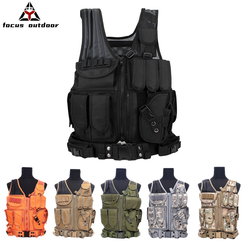 Camuflaje al aire libre táctico chaleco anti-desgarro material multifuncional chaleco táctico resistente al desgaste
