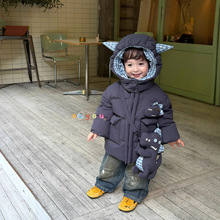 2025韩版冬季小恶魔连帽中长款小童男童羽绒服外套686025-869