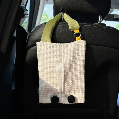 Car Tissue Box Hanging Car Interior Decoration Supplies Car Paper Drawer Car Tissue Hanging Bag Popular Female Driver (Car tissue box/set) - ins-simple-paper-bag-green-belt