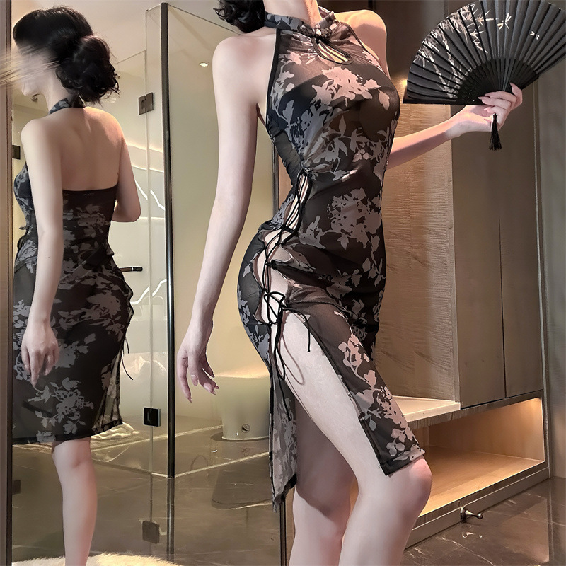 Butterfly Rain Sexy Lingerie Plus Size Chinese Style Cheongsam Sexy Pure Desire Temptation No-Remove Retro Hollow Beautiful Back Uniform Set Butterfly Rain Sexy Lingerie Plus Size Chinese Style Cheongsam Sexy Pure Desire Temptation No-Remove Retro Hollow Beautiful Back Uniform Set