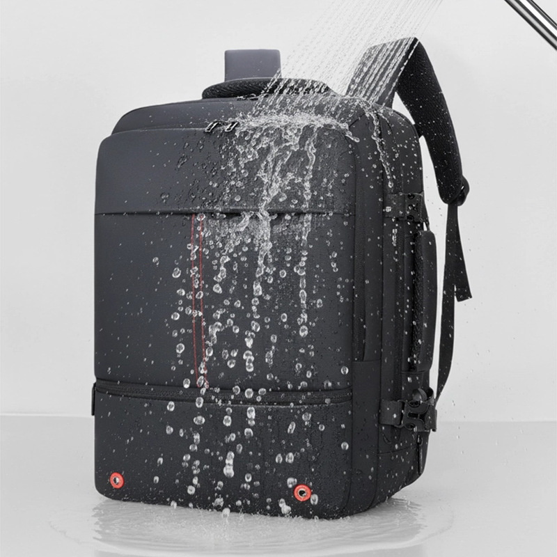 Transfronterizo nueva mochila de hombro expandible de gran capacidad bolsa de computadora mochila de negocios de hombre bolsa de viaje viaje negro