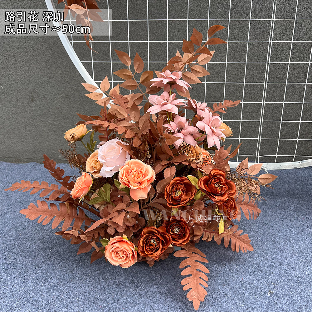 El comercio exterior de la boda flor artificial piso de la boda flor de seda apoyos de la flor de eucalipto flor artificial fila accesorios de la boda floral