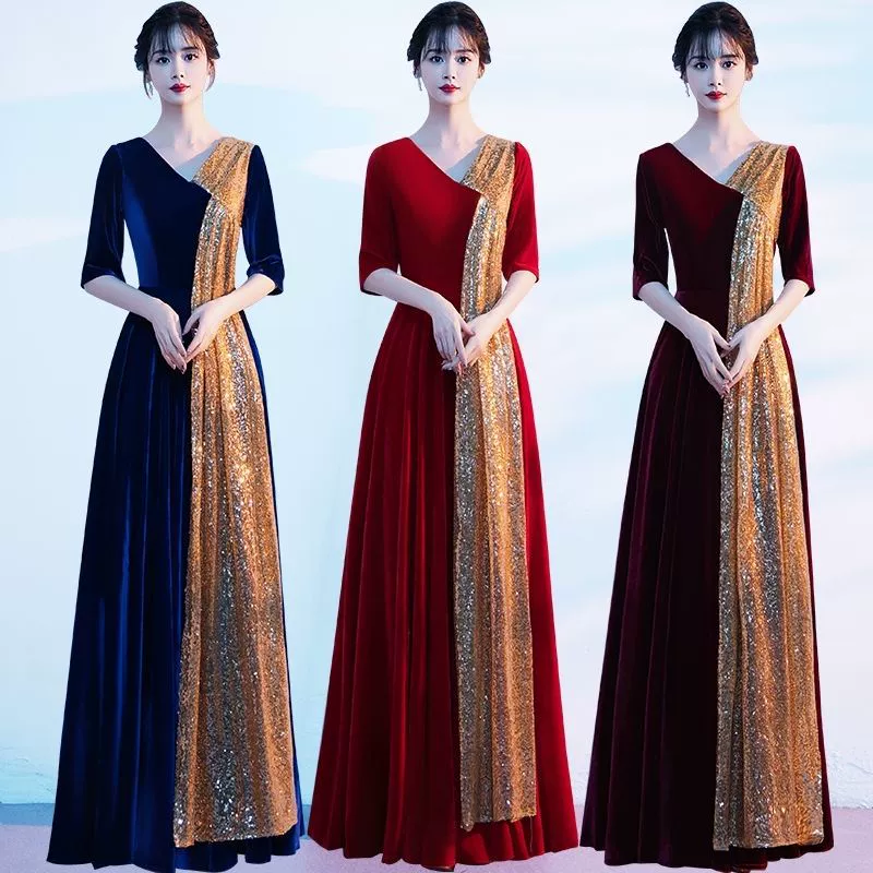 Одежда для выступлений хоровой группы, женская длинная юбка, платье для взрослых, красное вечернее платье для выступлений, студенческая одежда для выступлений