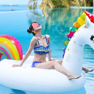 Inflatable Floating Row Animal Mount Recliner Unicorn Swimming Buoy Lifebuoy Large Water Adult Children Floating Bed Play