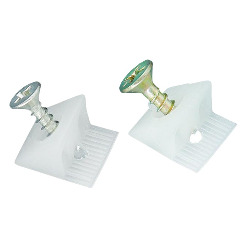 Mingsheng accesorios de hardware hebilla trasera de plástico ángulo recto 90 ° código de ángulo L tornillo autorroscante armario código de ángulo de gabinete al por mayor