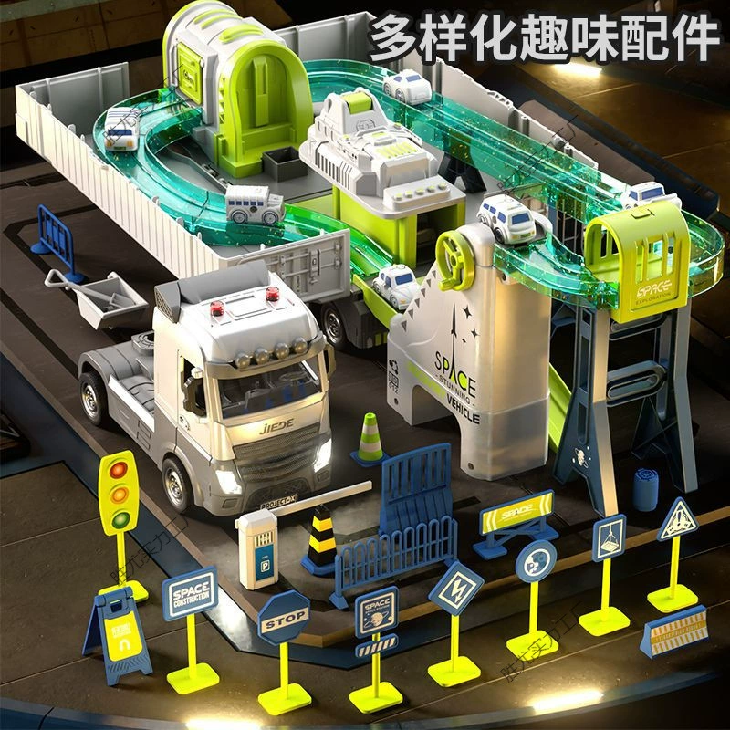 Очень большой детский контейнеровоз из сплава с краном, открывающей дверью и подъемом по лестнице, инженерный транспорт, набор игрушек для мужчин