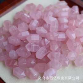 天然透粉水晶六棱双尖散珠隔珠手工diy手链项链串珠材料配件批发
