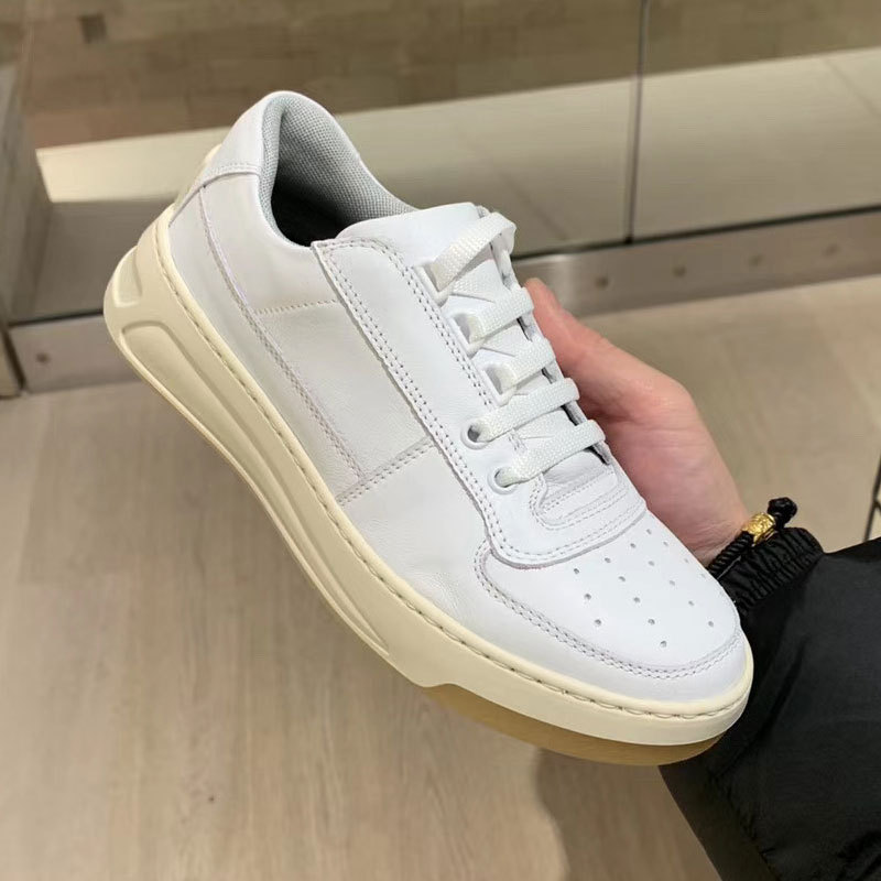 Ouyang Nana's Same Style Smiley Face AC witte sneakers voor dames, retro sneakers van echt leer met dikke zool en vetersluiting, veelzijdige sportieve casual schoenen_voghion.com