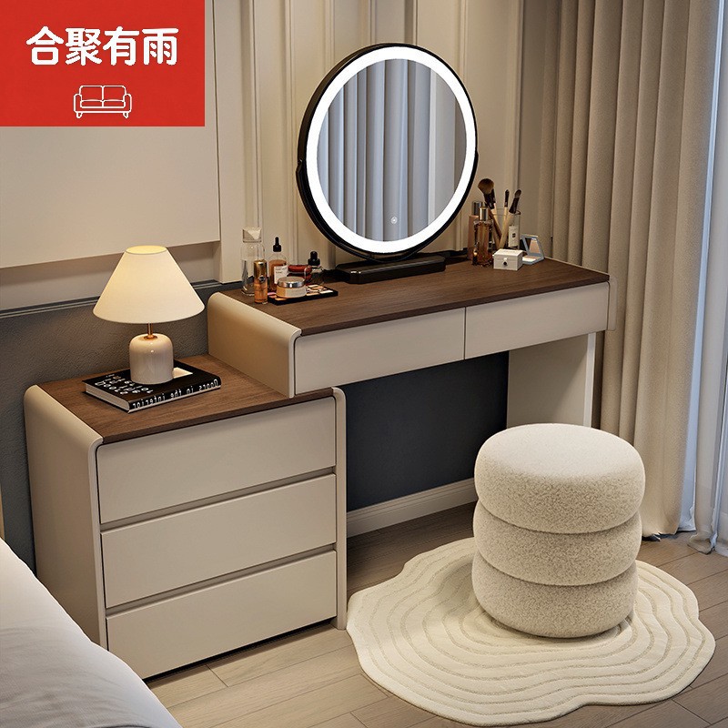 New Style Light Luxury Dressing Table Bedroom Modern Simple Dressing Table Small Apartment Makeup Table Storage Cabinet Bucket Cabinet Integrated White