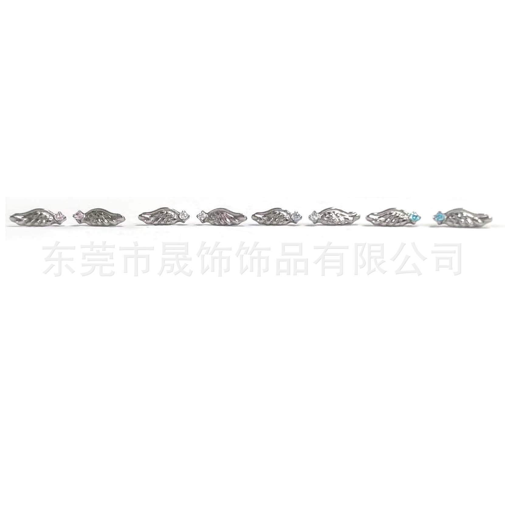 F136 Titanium 天使之翼 Studded 5A Cubic Zirconia 翅膀 Double Ear 洞 Ear Stud G23 Implant Grade Titanium Piercing Jewelry Helix Cartilage Stud