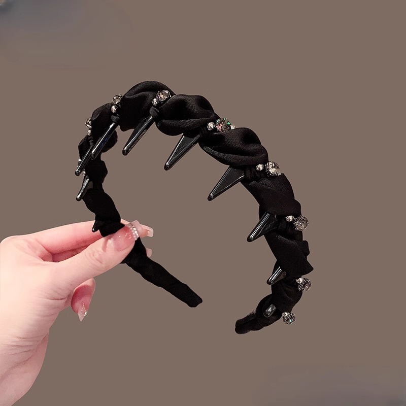 女性用ヘッドバンド 2025 新しいハイエンドダイヤモンドがちりばめられた滑り止め歯付きヘッドバンド気質洗顔ヘアピンヘッドバンド|undefined