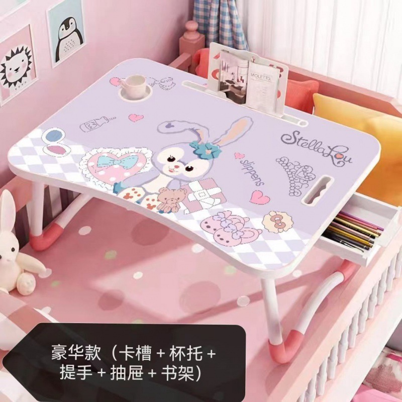 ベッドの上のノートパソコンの机の学生寮は小さいテーブルの部屋を畳むことができます。|undefined
