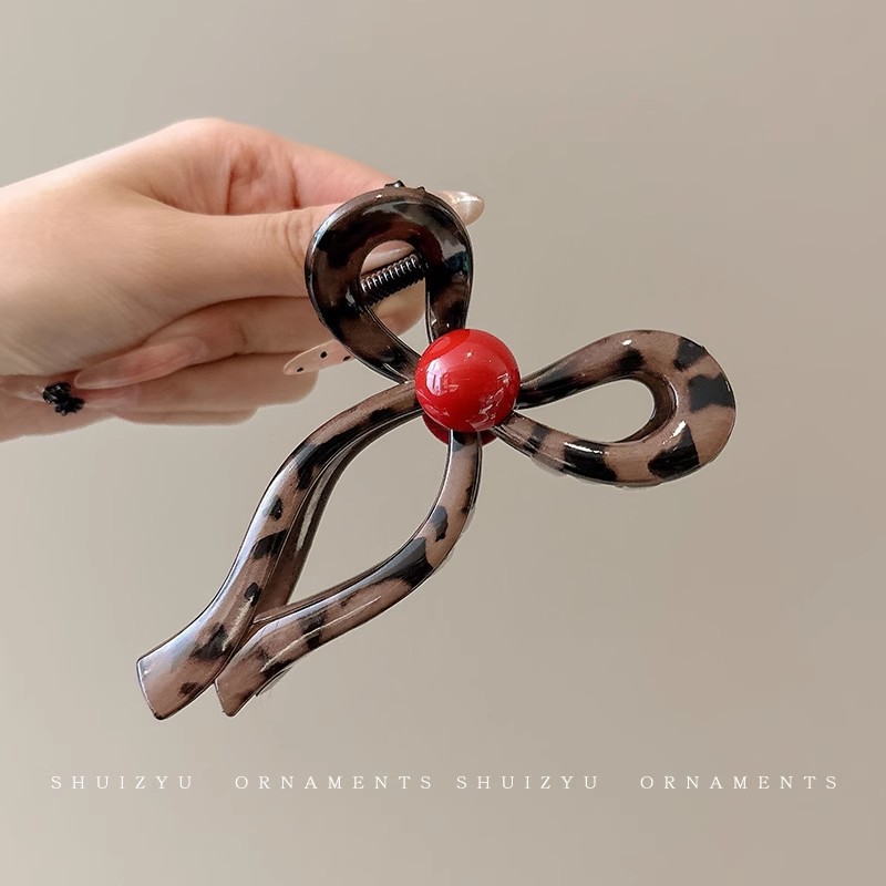 1 # [Red Pearl) Deep Coffee Leopard Pattern 11.5cm