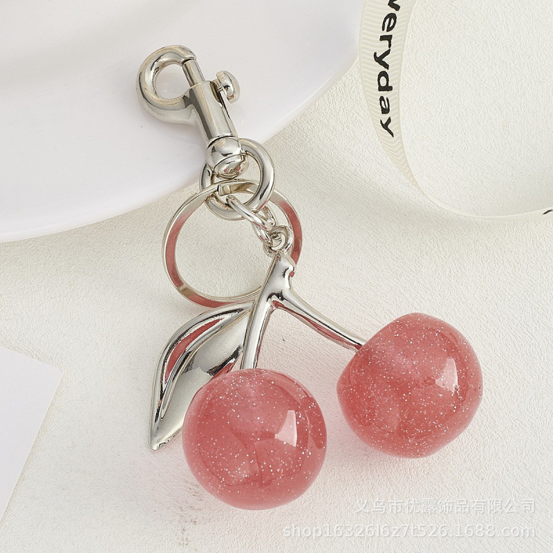 Cherry Fruit Bag Colgante Car Centimetro Keychain Colgante Bolso de mano Creativo Damas Regalos Decoración del automóvil image 10