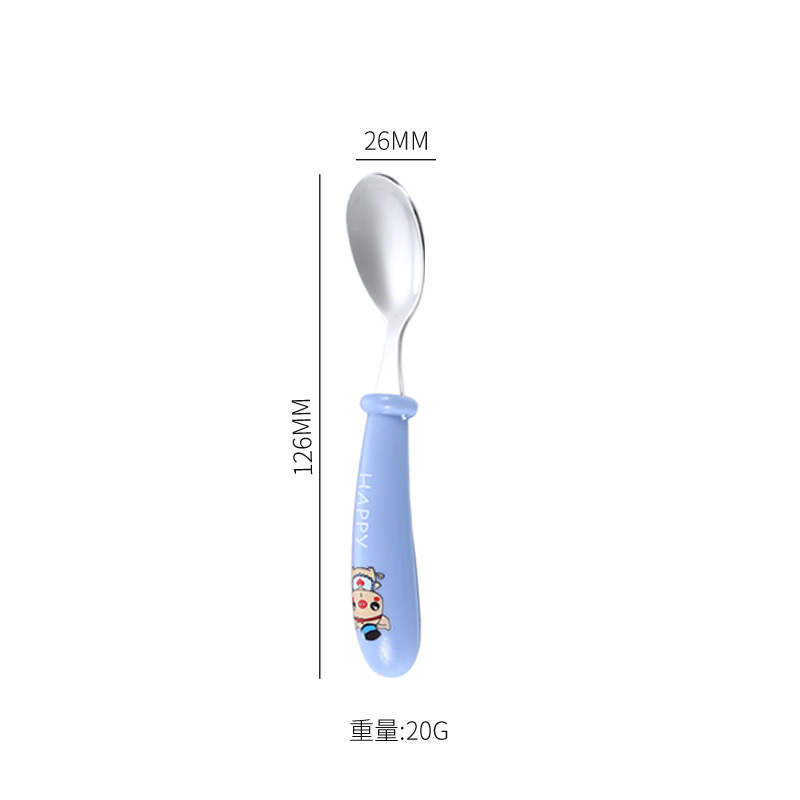 简约风304不锈钢叉勺套装儿童吃饭喂饭勺子餐具幼儿园宝宝辅食叉|undefined