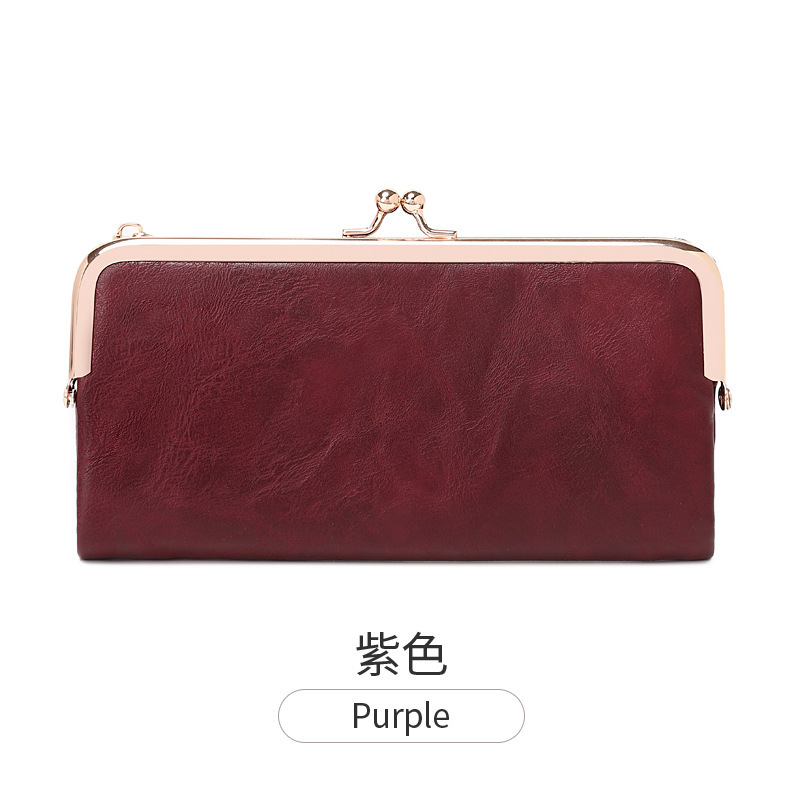 Nuevo cross-border retro clip larga billetera multifuncional multifuncional bolso de cambio plegable simple bolso de mano portátil de mujer
