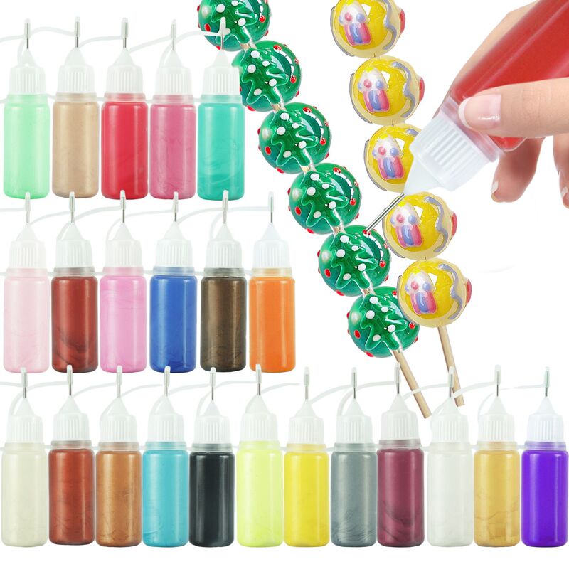 Wholesale baking-free hand-painted pearlescent pigment glue glass painting pearlescent stereo 3D Goulianbi graffiti cross-border hand-painted beads