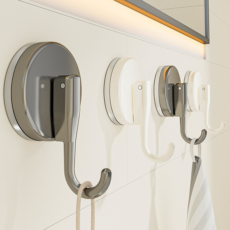 Gancho con ventosa, puerta de cocina al vacío sin perforación, baño trasero, pared del baño, gancho único, carga, sin costuras, fuerte adherencia