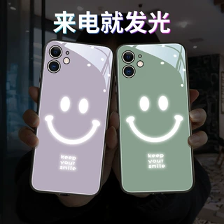 适用苹果13来电发光iphone14手机壳12笑脸16pro新款17情侣15plus