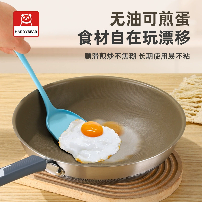 Three-layer steel wok 316 non-stick pot household commercial flat bottom steaming soup pot induction cooker gas stove frying pan wholesale