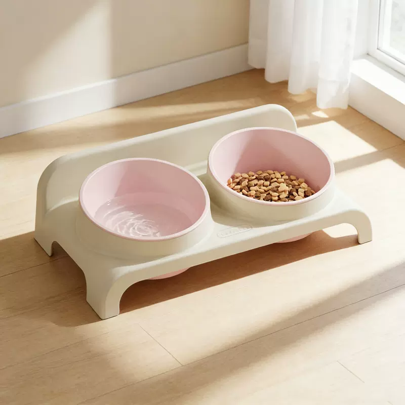 猫碗猫食盆猫咪饭碗猫粮喝水双碗保护颈椎狗狗碗防打翻宠物喂食碗