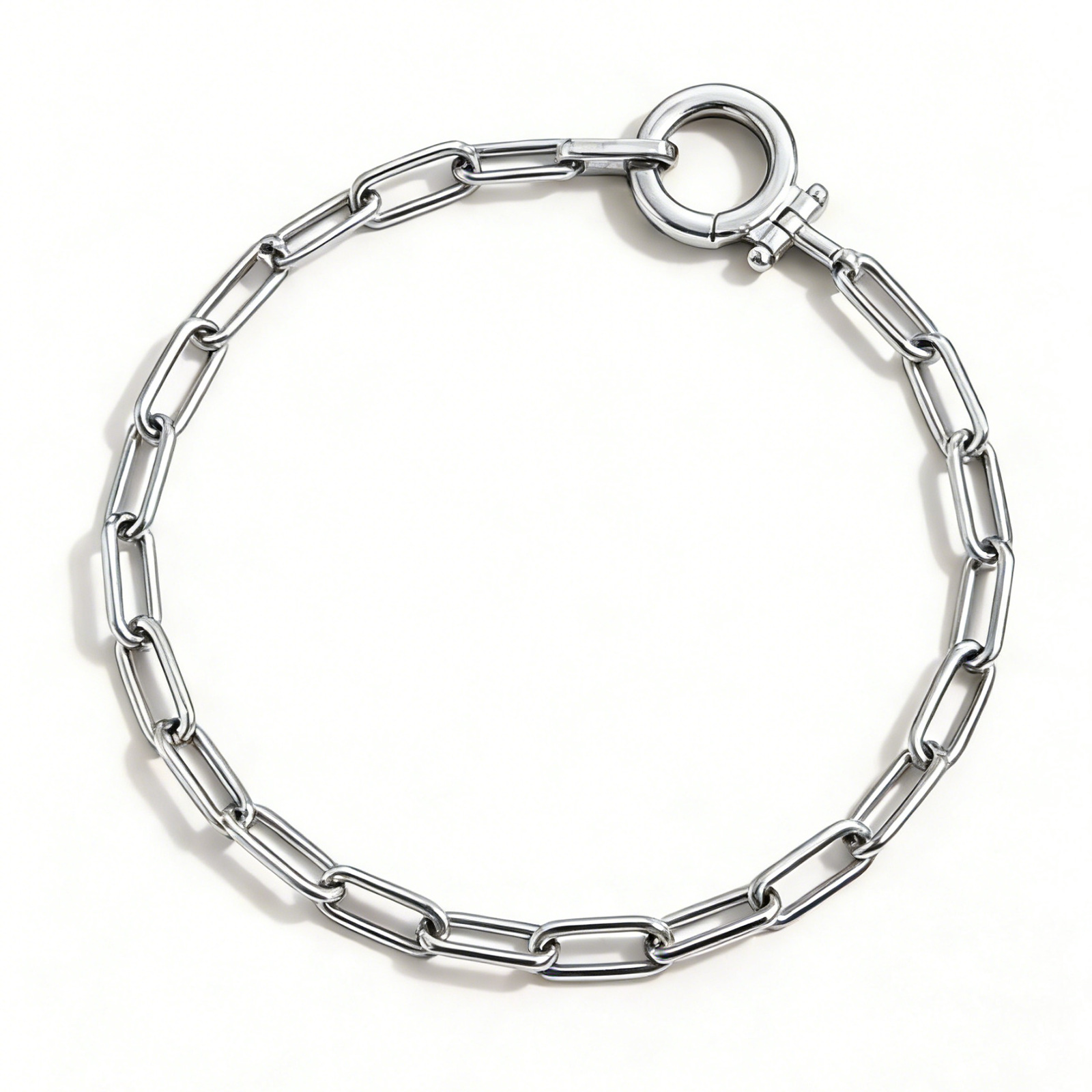 European And American Cross-border Jewelry, Adjustable Ring With Round Pendant, Stainless Steel Paperclip Bracelet,_voghion.com