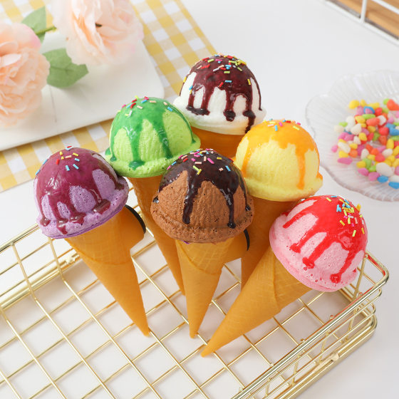 Simulation Ice Cream Refrigerator Stickers Simulation Dessert Food Play Ice Cream Egg Cone Model Props Ice Cream Shop Decoration Ornaments