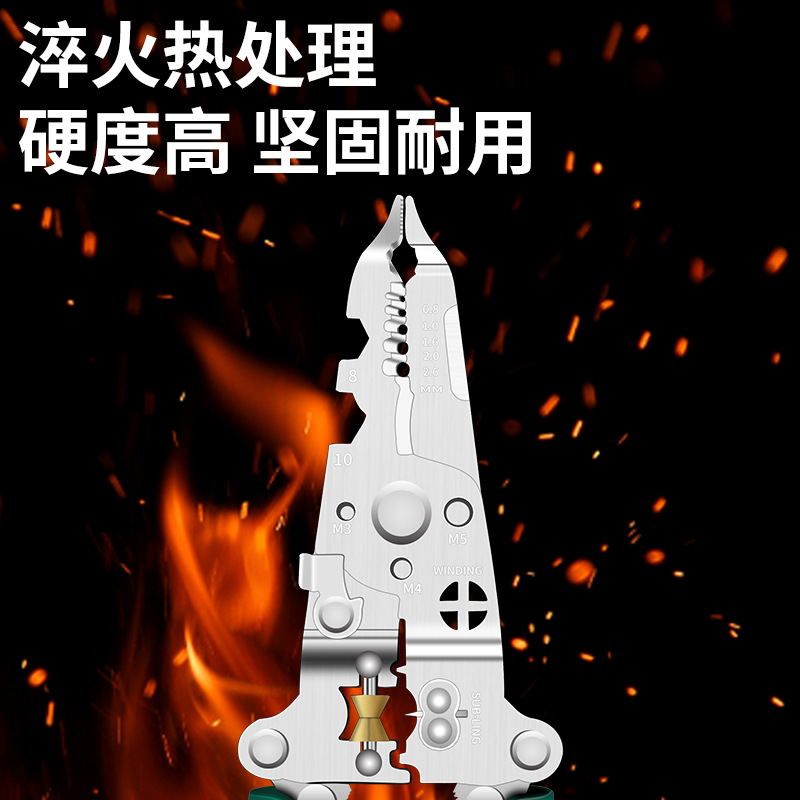 Grado industrial personalizado de alta gama doce en uno con bolígrafo de prueba, alicates pelacables plegables, tarjeta de enchufe, nuevo especial para electricista