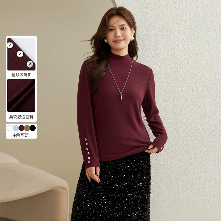 [Мягкий, благоприятный к коже, полужидный воротник] Полужирный большой размер женский тонкий, тонкий нижний трикотаж толстый мм зимний новый