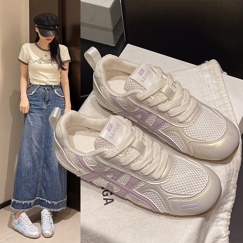 2025 새로운 여름 캐주얼 스포츠 신발 통기성 메쉬 통기성 포레스트 검프 신발 여성 신발 부드러운 단독 경량 아빠 신발