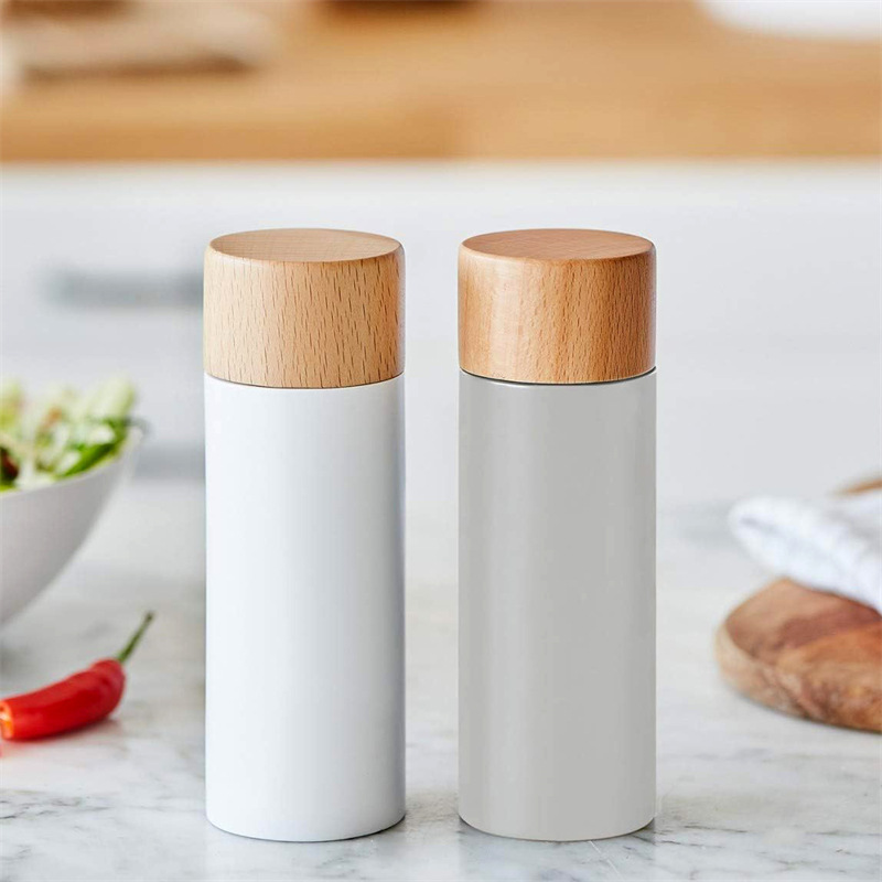 Molinillo de pimienta de 6 pulgadas ajuste inferior pimienta molienda cilíndrico molino de pimienta manual pimienta negra molinillo de sal de mar