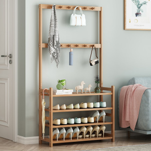 Household Japanese Shoe Rack Coat Rack Integrated Simple Door Shoe Rack Storage Shoe Cabinet Door Storage Rack Hanger