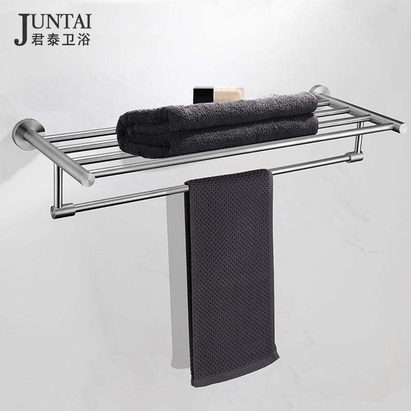 拉丝毛巾架 304不锈钢双层毛巾架 酒店工程浴巾架挂杆 浴室置物架