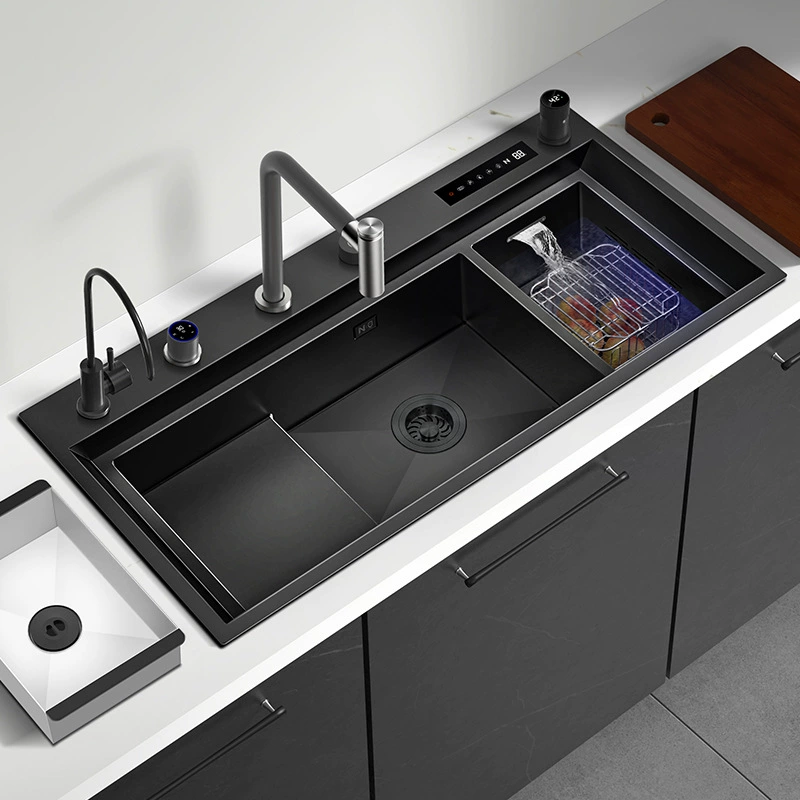 Nilozhi Kitchen 304 Нержавеющая сталь раковина Интеллектуальная очистка Большой одинарный резец мытьёPot фрукты овощи дезинфекция Машина Набор мытья