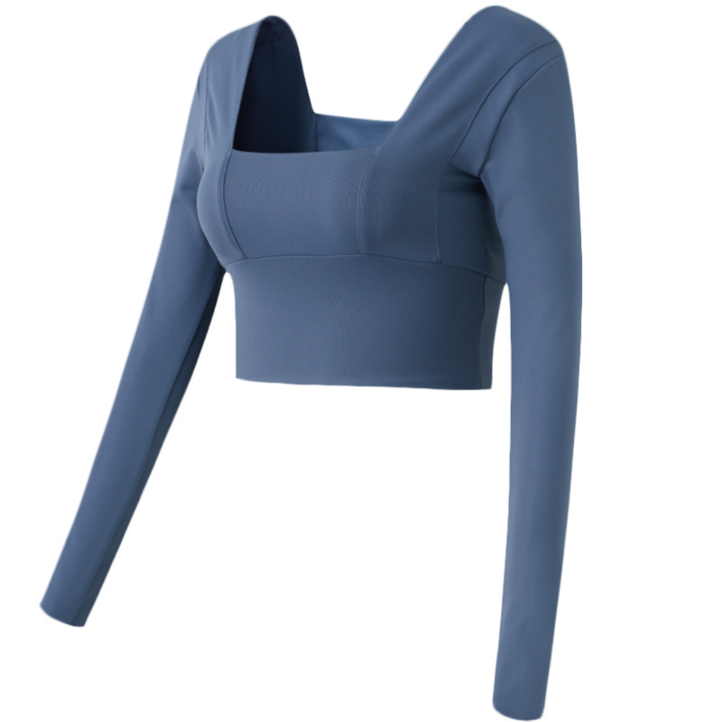 Sexy Navel Sports Yoga Suit Women's Stretch V-Neck Short Slim Fitness Top Outer Wearing Training Top Spring