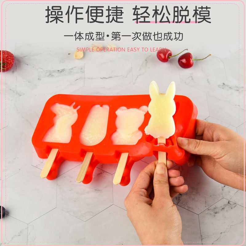 Molde de helado de silicona de verano helado molde de helado de dibujos animados molde de helado creativo con cubierta molde con palo