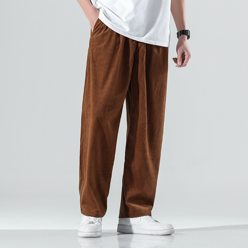 Autumn Men's Casual Trousers Young Men's Trousers Urban Outdoor Loose Straight Sweatpants Overalls Corduroy Men's Clothing