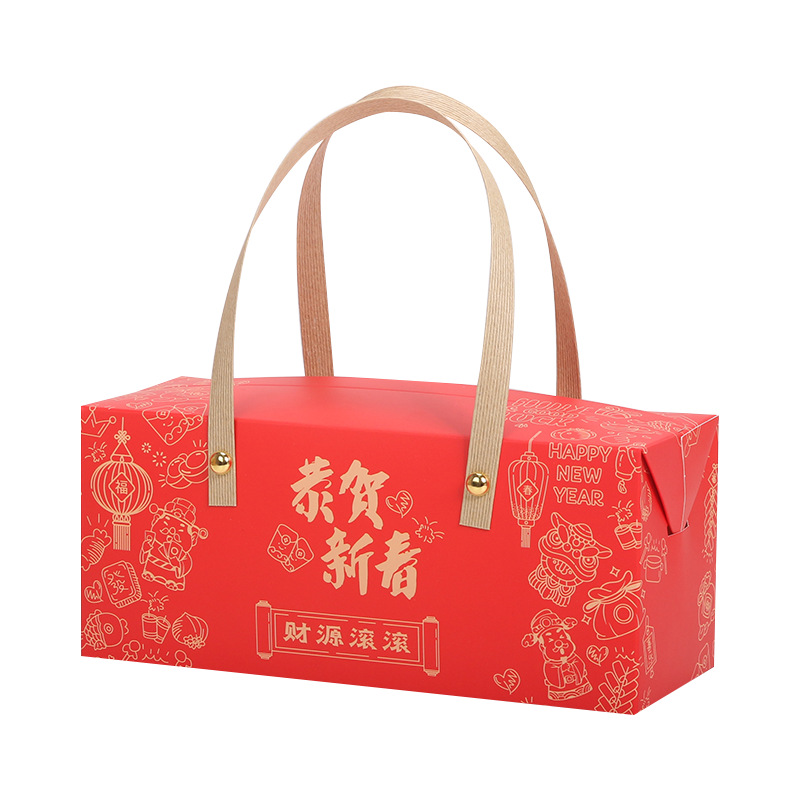 Nueva caja de embalaje para hornear, caja de regalo de año nuevo, caja de mano de caramelo crujiente de copo de nieve, caja vacía de nueces de año nuevo, regalo de año nuevo