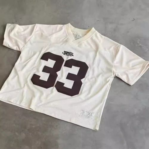 Cross-border American retro jersey short-sleeved 3D printed digital print mesh street sports style T-summer loose top