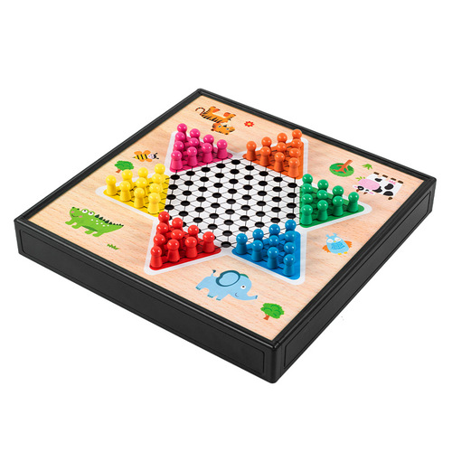 Checkers Flying Chess Gomoku Chess Go Board Game Multifunctional Wooden Puzzles for Children and Students