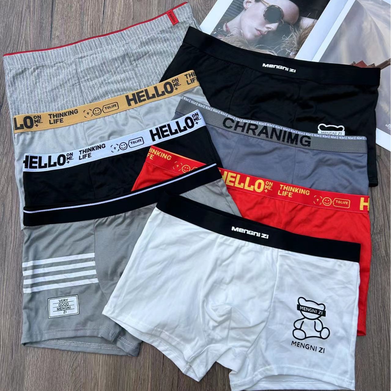 Comercio exterior europeo y americano ropa interior ultra-delgada transpirable mezclado suelto más tamaño boxeadores ropa interior de moda al por mayor hombres