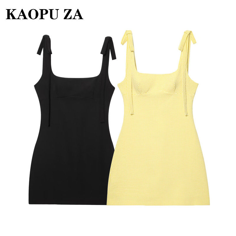 Kaopu Za 2025 Summer New Backless Fashion Sexy Mini Skirt Sleeveless Casual Party Dress
