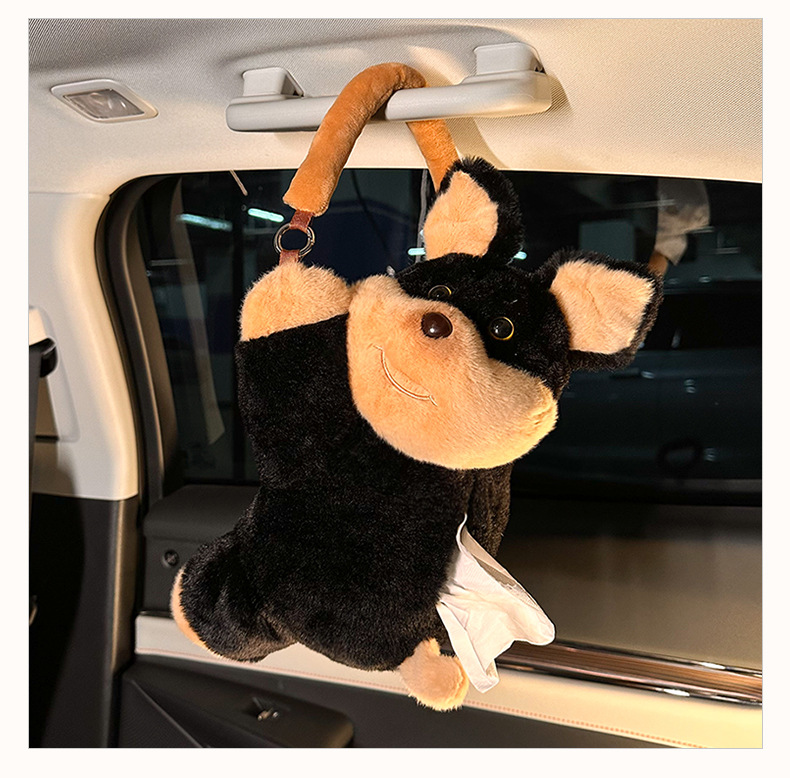 Car Tissue Box Creative Doll Car Multi-function Hanging Tissue Bag Cute Bee Dog Car Tissue Box